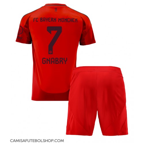 Camisa de time de futebol Bayern Munich Serge Gnabry #7 Replicas 1º Equipamento Infantil 2024-25 Manga Curta (+ Calças curtas)